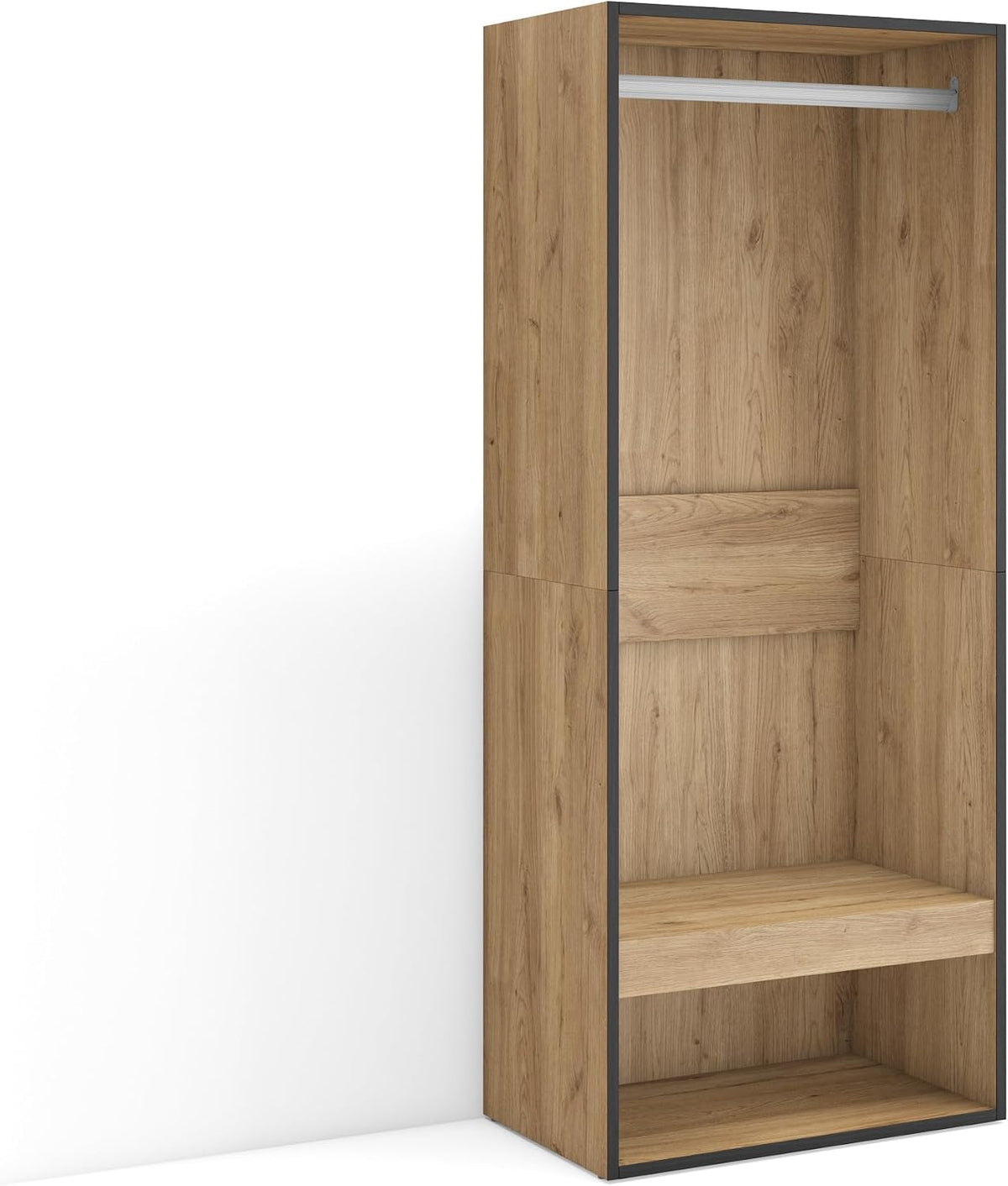 Armadio guardaroba Skraut Home, 60 × 145 × 35 cm, Rovere, legno, per camera da letto
