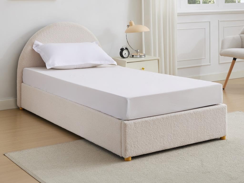 Letto Vente-unique, LIRIMO, con contenitore, 90 × 190 cm, Crema, tessuto, per camera da letto