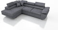 Robin Inspire Divano angolare, 200 × 128 cm, Grigio scuro, tessuto, per soggiorno