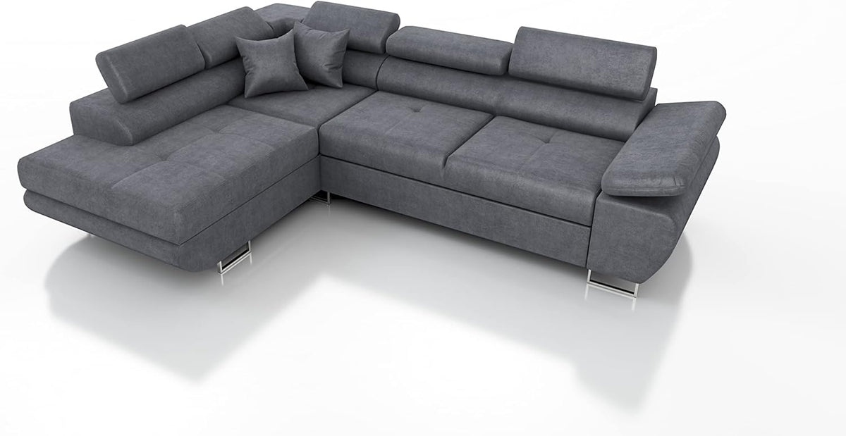Robin Inspire Divano angolare, 200 × 128 cm, Grigio scuro, tessuto, per soggiorno