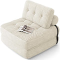 Divano letto Xbro, singolo, 2 in 1, Beige, 85 × 170 cm, velluto, pieghevole, per soggiorno