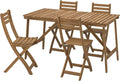 Set da pranzo Protuning, 4 sedie, Marrone scuro, 143 × 75 cm, legno, pieghevole, per giardino e terrazzo