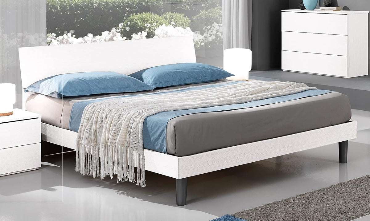Letto Arredo Stock, rifinito, 170 × 193 × 87 cm, matrimoniale, Bianco, metallo, per camera da letto