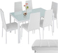 tectake Set da pranzo, 7 pezzi, 6 sedie, similpelle, per sala da pranzo e cucina