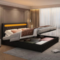 Letto Rtopsu, con contenitore, con rete a doghe, imbottito, 160 × 200 cm, matrimoniale, Nero, legno, materasso non incluso, per camera da letto