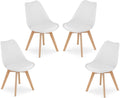 VBChome Set di sedie da pranzo, 4 sedie, Bianco, legno, similpelle, per sala da pranzo e cucina