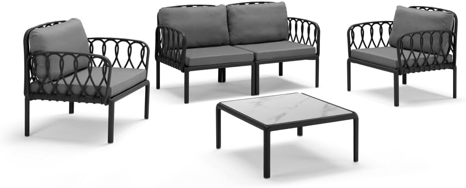REDÒKASA Set di mobili da giardino, Grigio, tessuto, polipropilene, per giardino e terrazzo