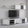 Parete attrezzata Dmora, 200 × 41 × 43 cm, Bianco, per soggiorno