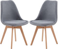 Set di sedie da pranzo EGGREE, Grigio, 2 sedie, legno, lino, per ufficio