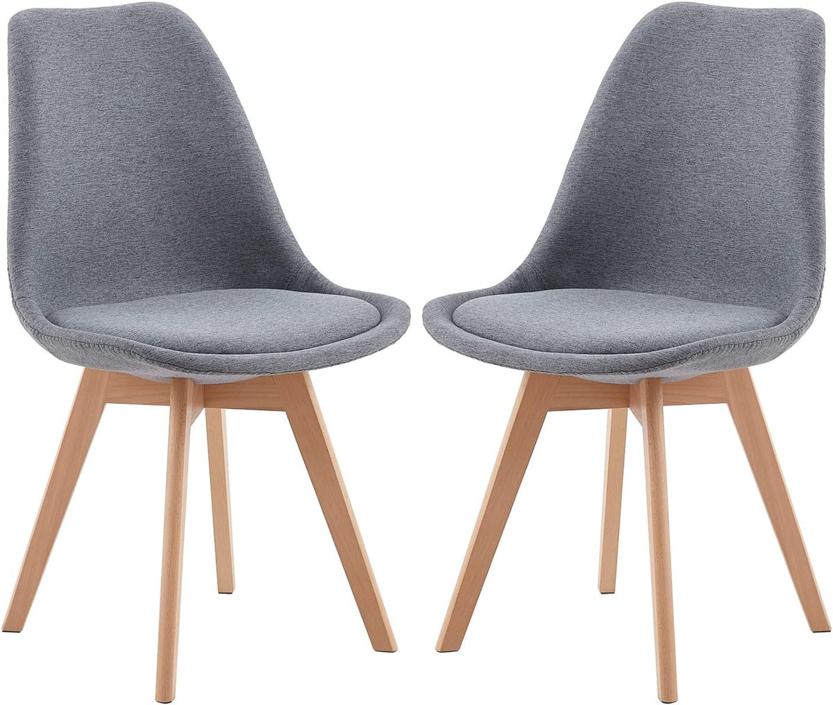 Set di sedie da pranzo EGGREE, Grigio, 2 sedie, legno, lino, per ufficio
