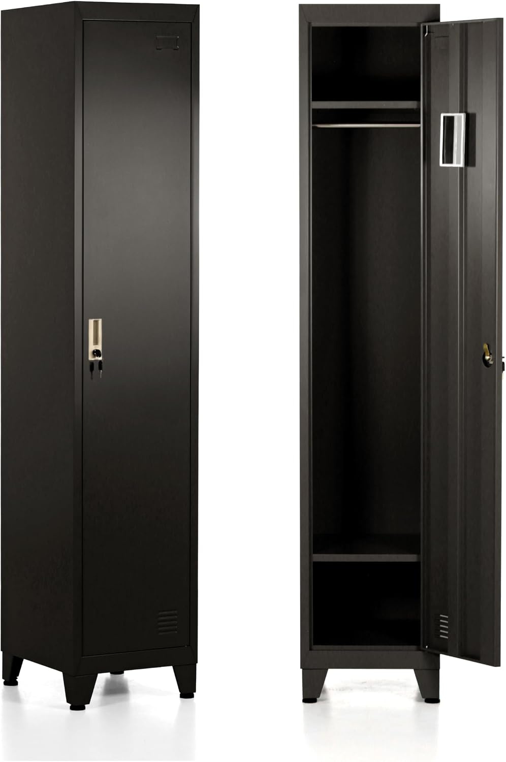 Brigros Armadietto, 180 × 45 × 38 cm, Nero, metallo, per ufficio