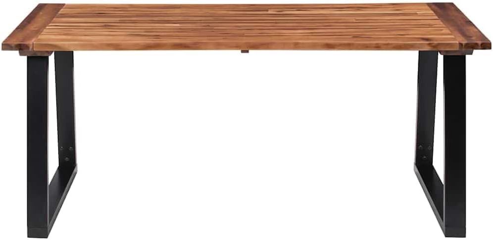 Tavolo da pranzo, 180 × 90 × 75 cm, Marrone/Nero, legno massello, per sala da pranzo e cucina