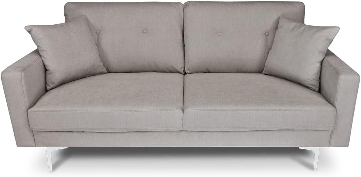 Divano SAMIRA, Cloe, 156 × 54 cm, Tortora, 3 posti, metallo, tessuto, per soggiorno