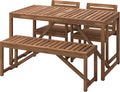 ProTuning NÄMMARÖ Set da giardino in acacia, tavolo 140 cm, 2 sedie e panca, Marrone chiaro, per esterno