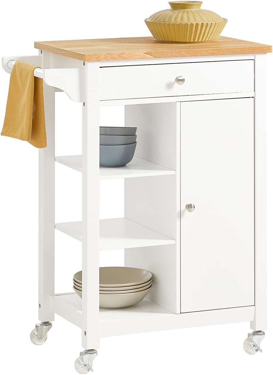 SoBuy Carrello da cucina, 3 ripiani, 68 × 86 × 40cm, legno, per sala da pranzo e cucina
