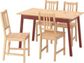 Protuning Set da pranzo, 4 sedie, 125 cm, Marrone chiaro/Rosso, legno, per sala da pranzo e cucina