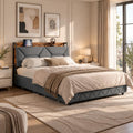 OLIVIBED Letto, 4 cassetti, matrimoniale, 160 × 200 cm, Grigio, con rete a doghe, materasso non incluso, per camera da letto