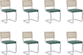 Set di sedie da pranzo GrandCA HOME, 8 sedie, Verde, acciaio, rattan, per sala da pranzo e cucina
