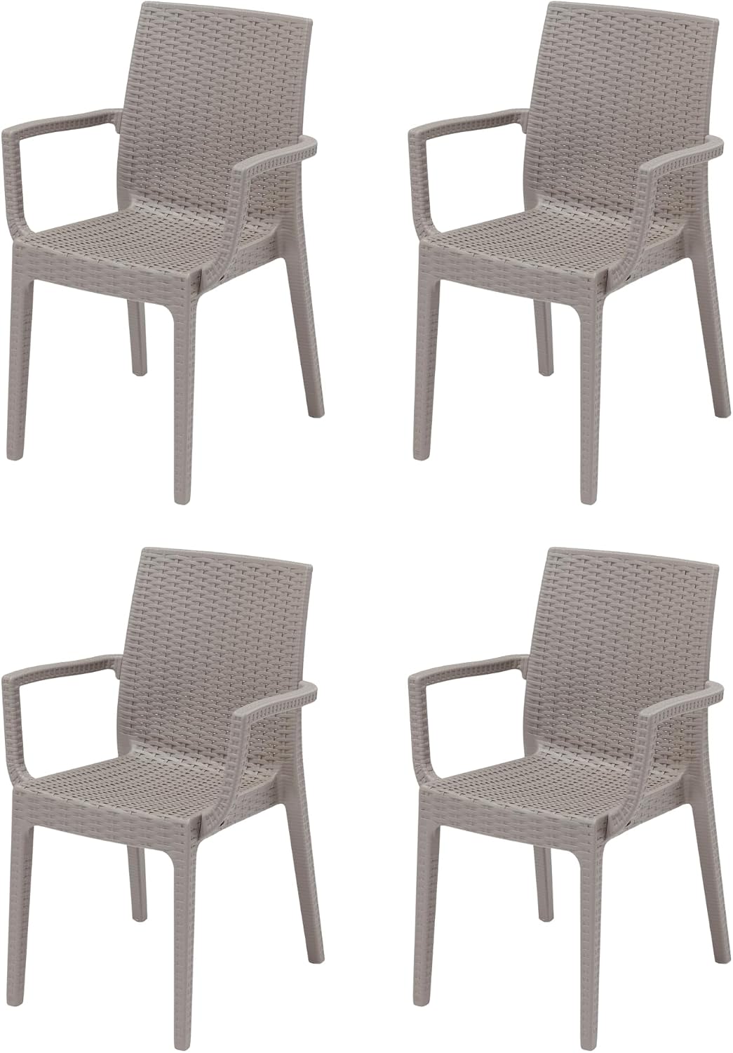 HOUSE COLLECTION Sedia, Tortora, rattan, polipropilene, con braccioli