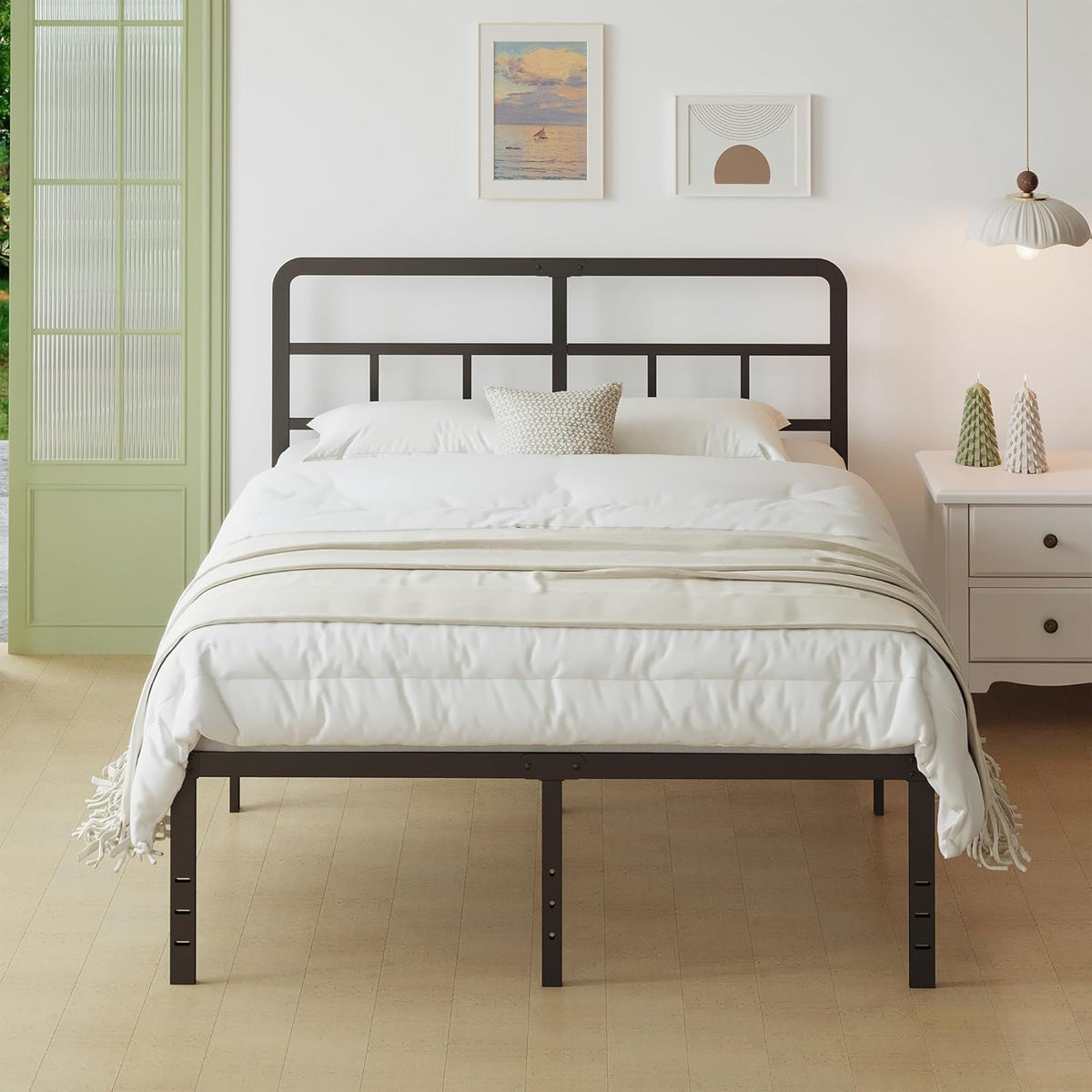 Struttura letto Lutown-Teen, 120 × 190 cm, matrimoniale, metallo, con testiera, per camera da letto