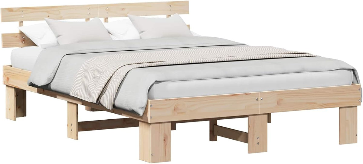 vidaXL Struttura letto, Naturale, 160 × 200 cm, legno massello, per camera da letto
