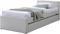 Letto a parete Vente-unique, DORITALO, 90 × 190 cm, Beige, tessuto, per camera da letto
