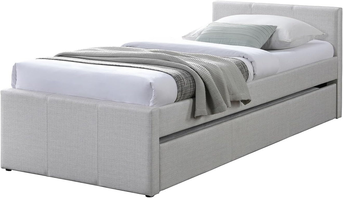 Letto a parete Vente-unique, DORITALO, 90 × 190 cm, Beige, tessuto, per camera da letto