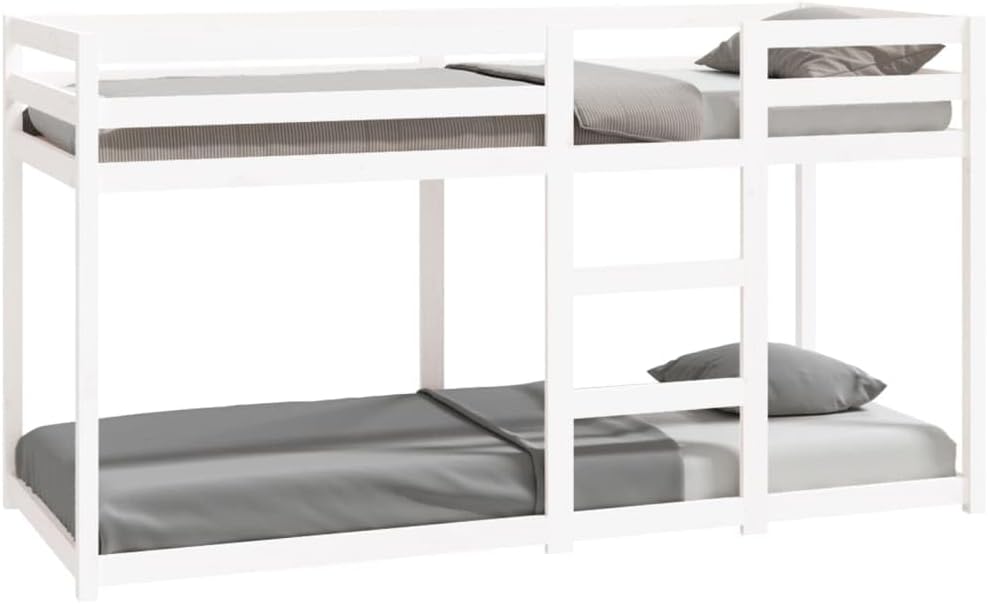 Letto a castello, Bianco, 80 × 200 cm, legno massello, per camera da letto