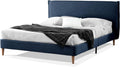 Letto EVERGREENWEB MATERASSI & BEDS, con rete a doghe, 160 × 200 cm, 12 doghe, matrimoniale, Blu, legno, tessuto, materasso incluso, con cuscini