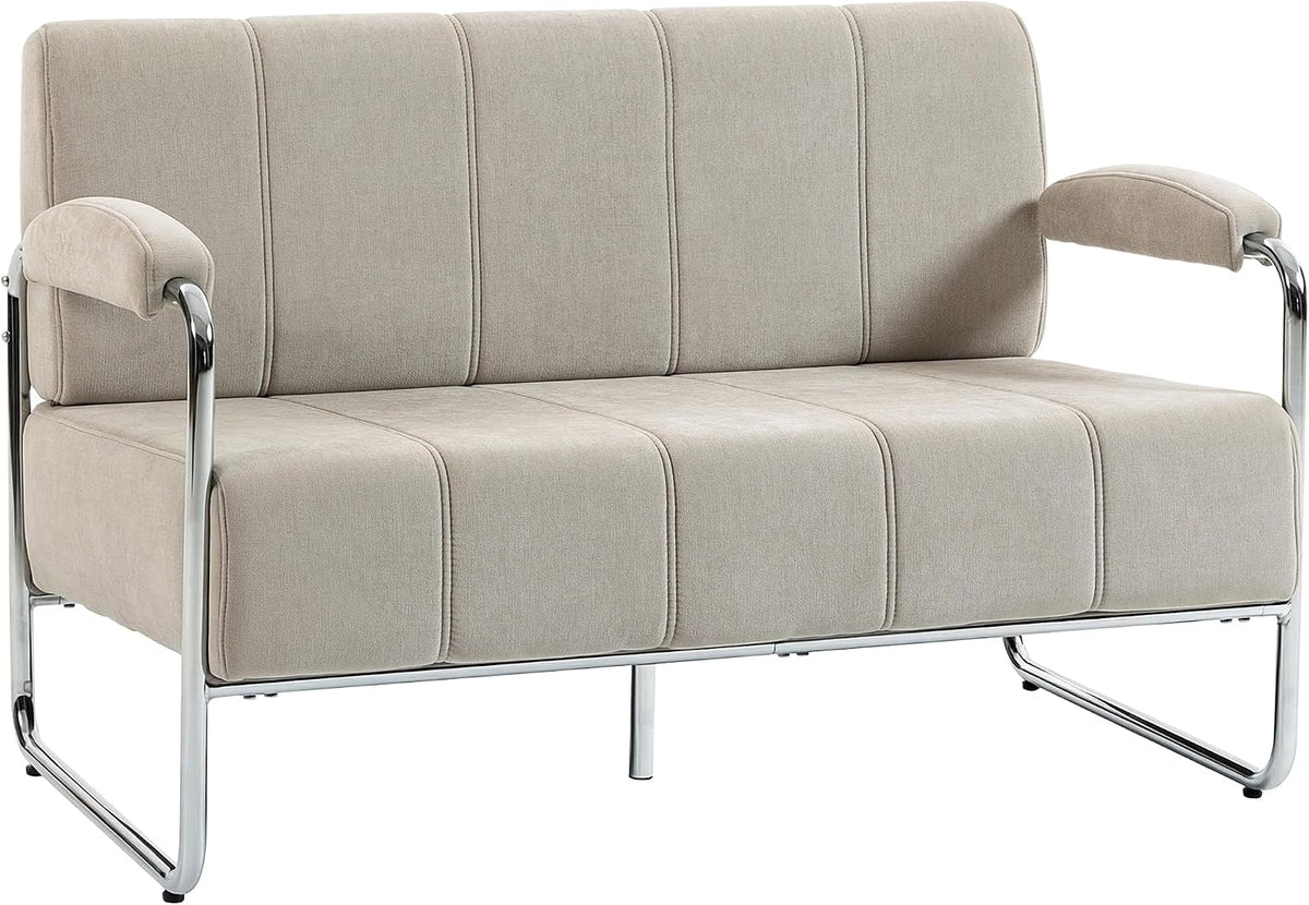 HOMCOM Divano, 2 posti, Beige, ciniglia, imbottito, per soggiorno