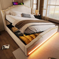 Letto LAKFEW, con contenitore, imbottito, 140 × 200 cm, matrimoniale, Beige, velluto, materasso non incluso, per camera da letto