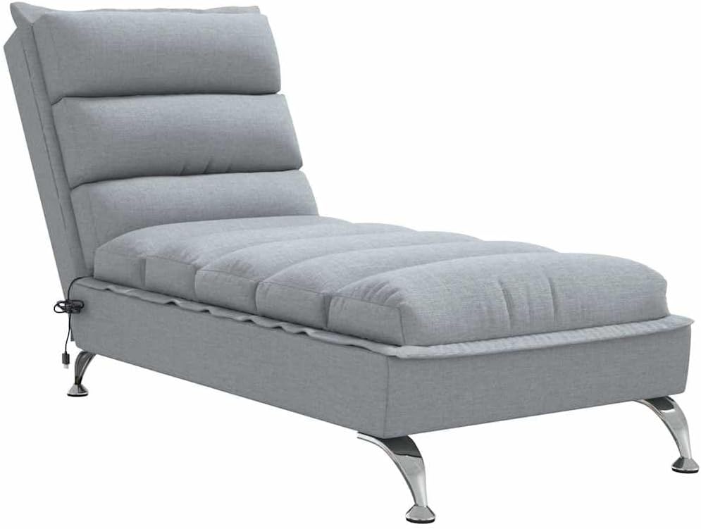 vidaXL Poltrona relax, Grigio chiaro, tessuto, massaggiante, con cuscini, per soggiorno