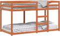 Letto a castello IKAYAA, 90 × 190 cm, Marrone, legno massello, per camera da letto