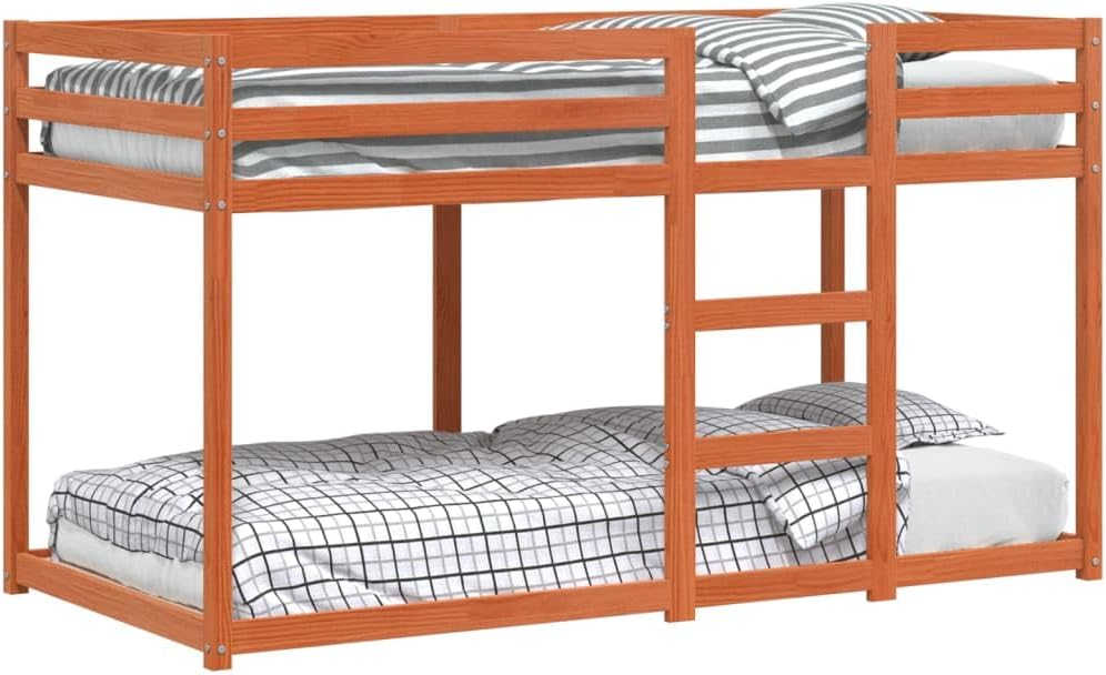 Letto a castello IKAYAA, 90 × 190 cm, Marrone, legno massello, per camera da letto