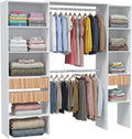 Armadio guardaroba MEGAOFFERTE.IT, 190 × 187 × 40 cm, Bianco/Rovere, 3 cassetti, regolabile, alluminio, per camera da letto