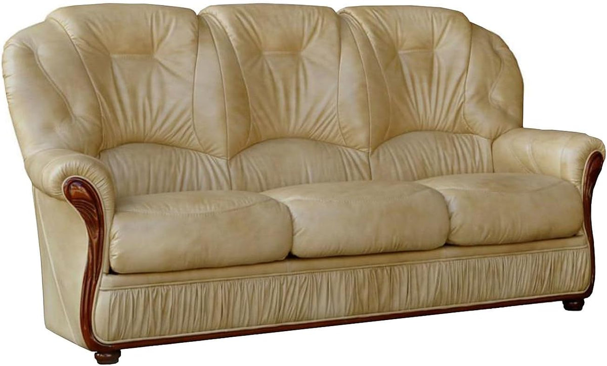 Divano Vente-unique, 3 posti, Beige, pelle, per soggiorno