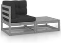 Set di mobili da giardino YITHOPI, 70 × 70 × 67 cm, 70 × 70 × 30 cm, Grigio, 2 pezzi, legno, per giardino e terrazzo