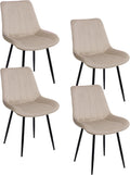 Baroni Home Set di sedie da pranzo, 4 sedie, 53 × 86 × 44 cm, Beige, acciaio, velluto, per camera da letto