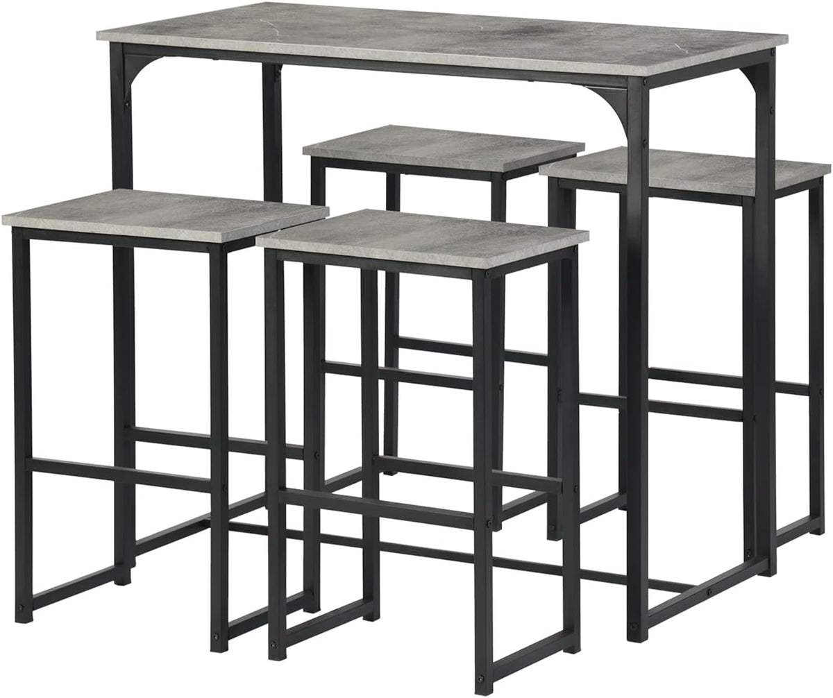 Tavolo da bar ZZINOKE, 100 × 50 × 90 cm, 30 × 40 × 65 cm, 4 sgabelli, legno, per sala da pranzo e cucina