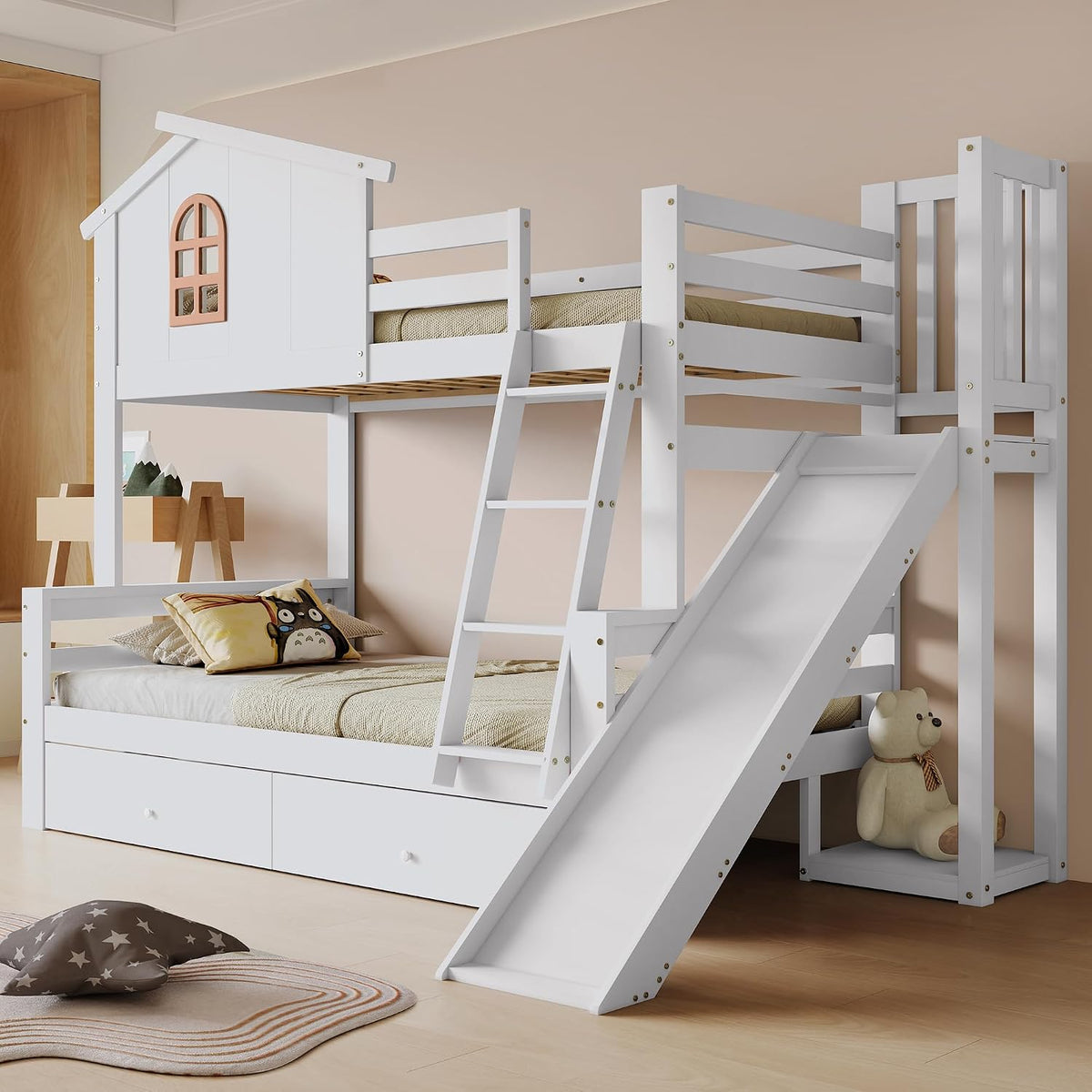 Letto Rtopsu, Bianco, 120 × 200 cm, materasso non incluso, con rete a doghe, per camera da letto
