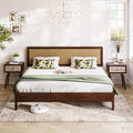 Bme Nipe Struttura letto in legno massello alta 35,6 cm, testiera regolabile, doghe in acacia, stile rustico bohémien