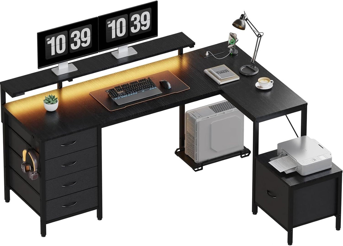 Scrivania JUMMICO, Nero, 160 × 120cm, per ufficio