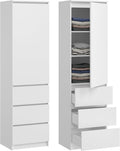 Armadio KUBUTKU, 180,5 × 50 × 40cm, 3 cassetti, 3 scomparti, Bianco, per ufficio