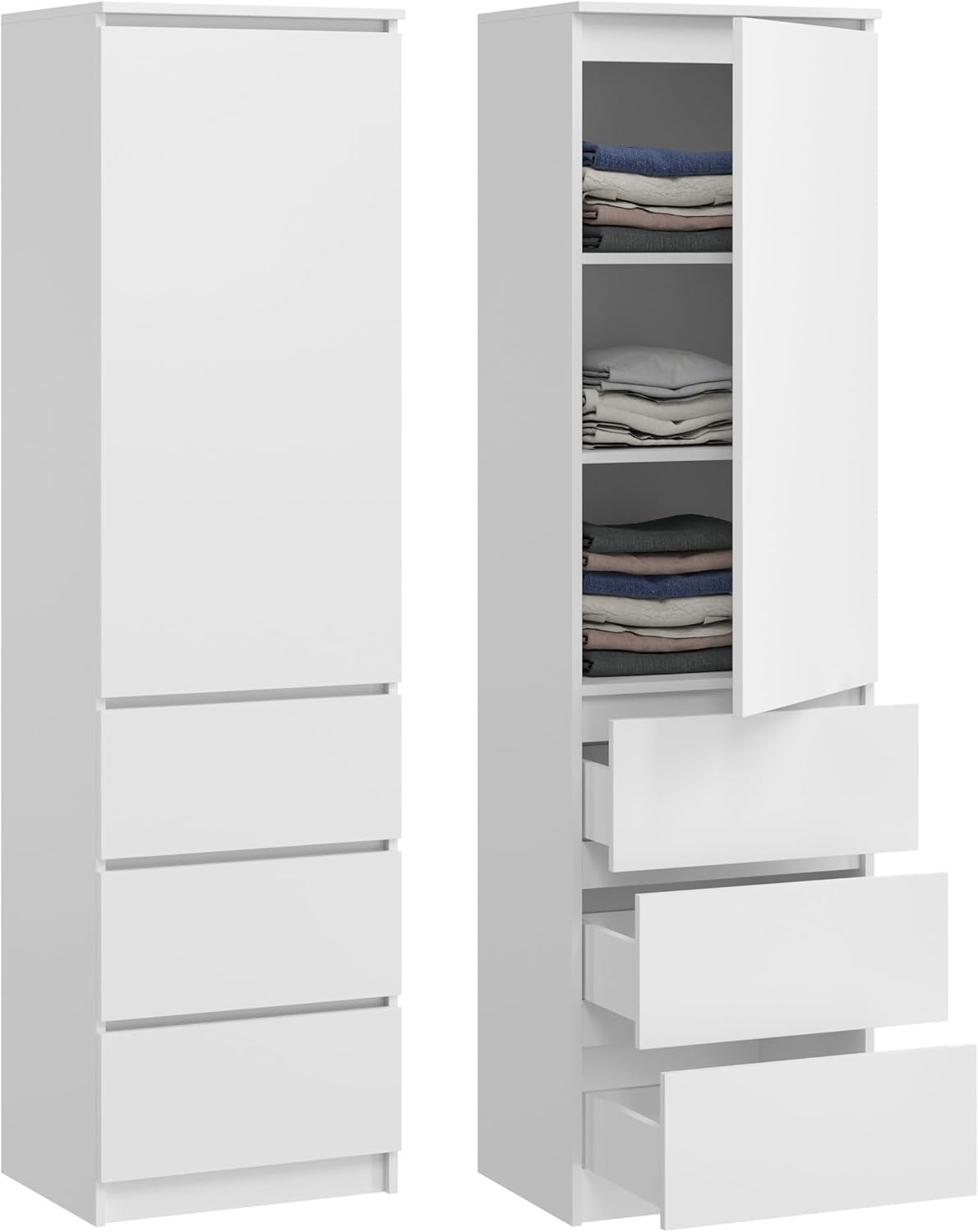 Armadio KUBUTKU, 180,5 × 50 × 40cm, 3 cassetti, 3 scomparti, Bianco, per ufficio