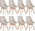 JZGORC Set di sedie da pranzo, 8 sedie, Kaki, legno, con cuscini, per camera da letto
