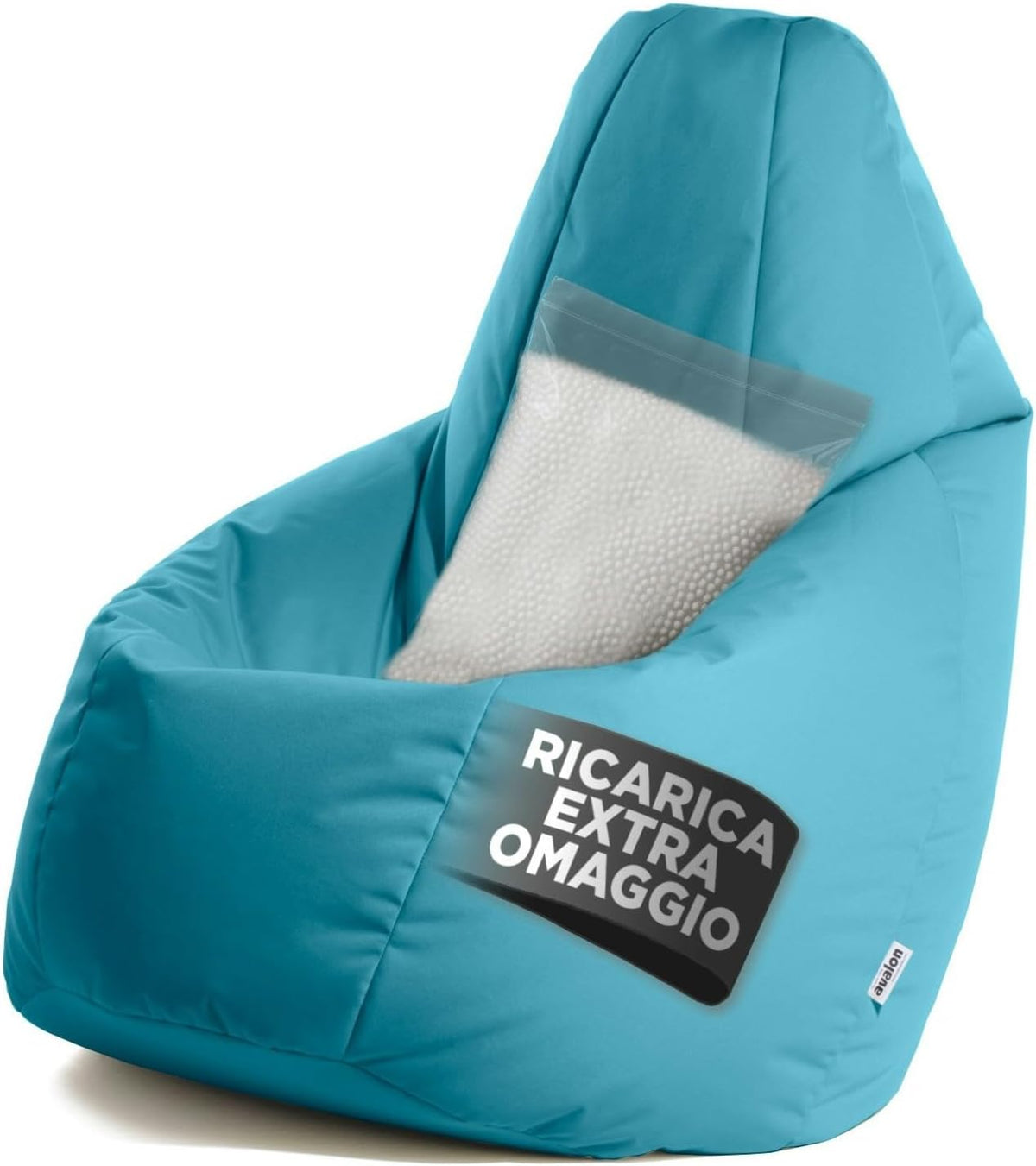 Poltrona sacco Avalon, 80 × 125cm, sfoderabile, tessuto, ergonomica, per soggiorno