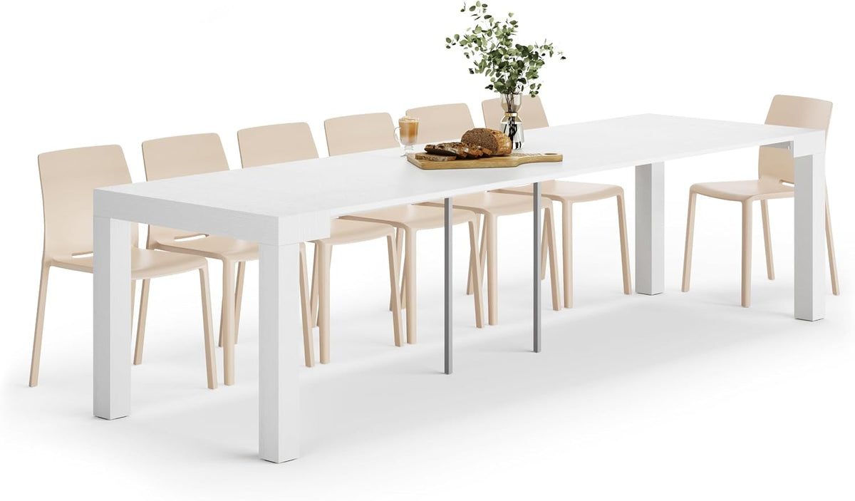 Mobili Fiver Tavolo allungabile, 14 posti, Bianco, per sala da pranzo e cucina