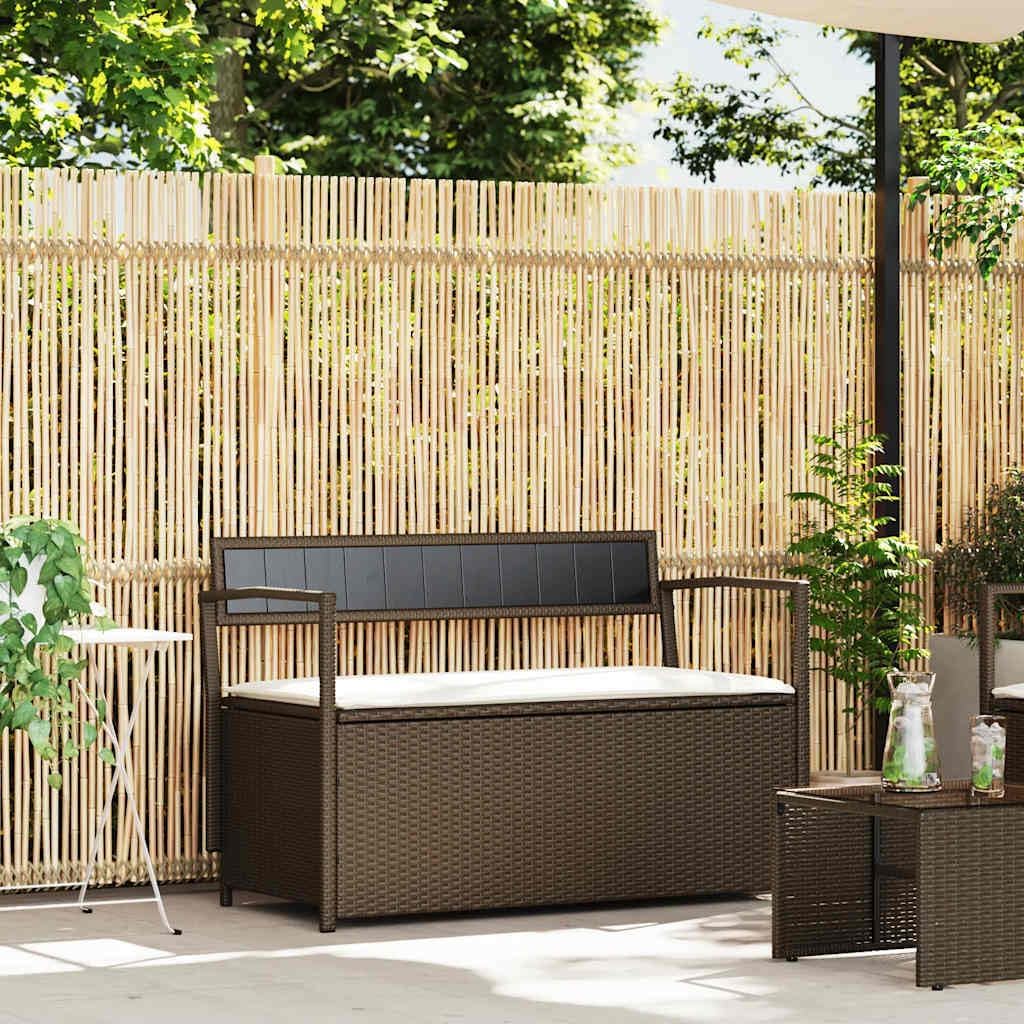 Panca, con cuscino, Marrone, rattan, per giardino e terrazzo