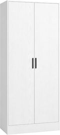 HOMCOM Armadio, 2 ante, Bianco, 70 × 37 × 164 cm, acciaio inox, per camera da letto