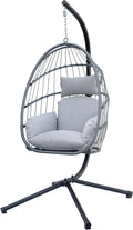 Il Gruppone Passione Casa Poltrona a dondolo, Grigio chiaro, acciaio, rattan, pieghevole, sfoderabile, con cuscini, per giardino e terrazzo